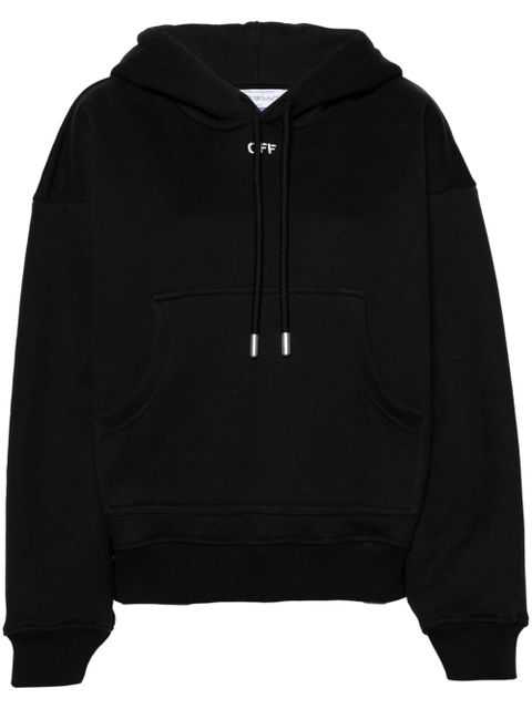 Off-White logo-embroidered cotton hoodie - Black - zdjęcie produktu nr 1