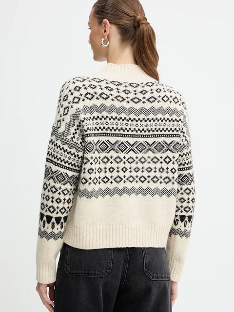 Weekend Max Mara sweter z dodatkiem wełny BRIOSO damski kolor beżowy z półgolfem 2525366053600 - zdjęcie produktu nr 2