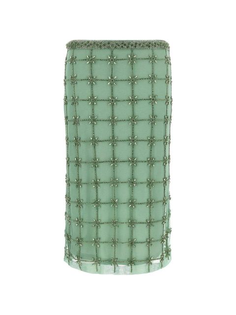 PINKO crystal-embellished midi tulle skirt - Green - zdjęcie produktu nr 1