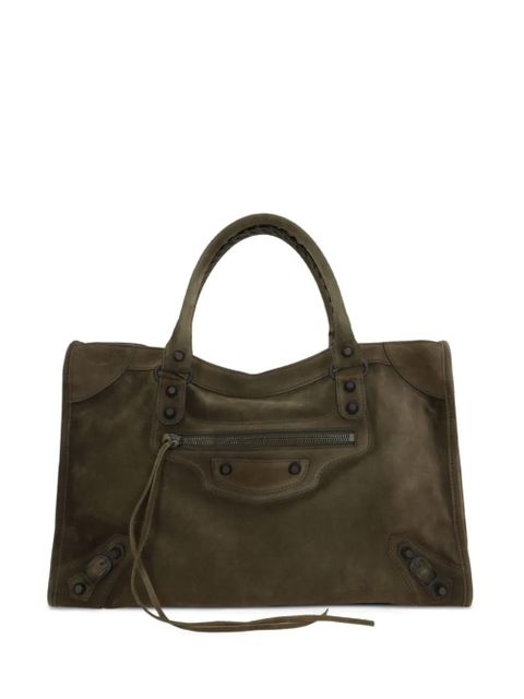 Balenciaga medium Le City braided-handle suede tote bag - Brown - zdjęcie produktu nr 1