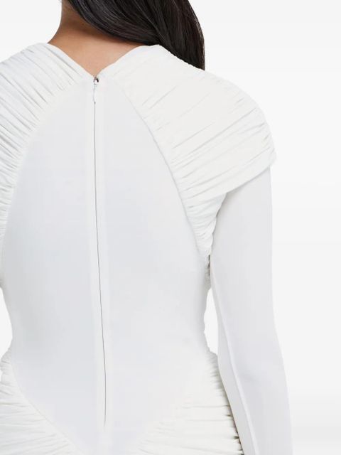 Ferragamo ruched long-sleeve dress - White