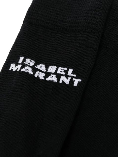 ISABEL MARANT Dawi intarsia-knit logo socks - Black - zdjęcie produktu nr 2