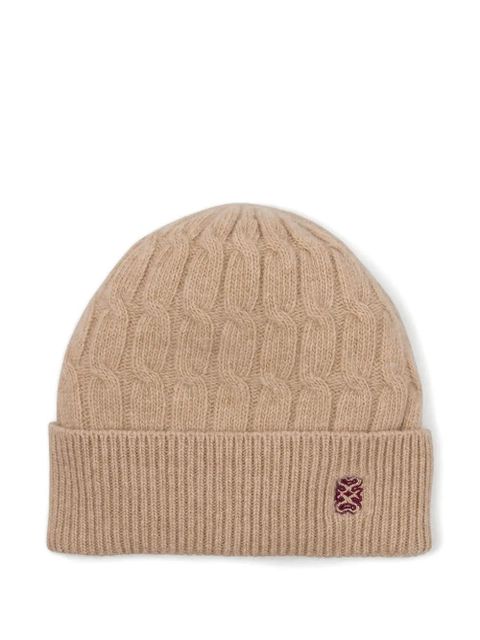 SANDRO cable-knit embroidered beanie hat - Neutrals - zdjęcie produktu nr 1