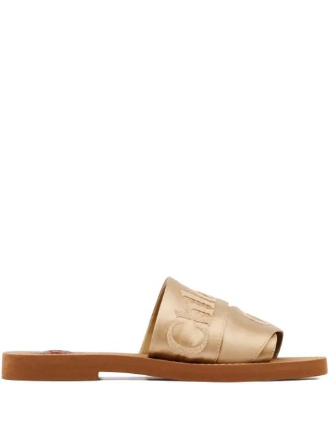 Chloé Woody logo-strap sandals - Gold - zdjęcie produktu nr 1