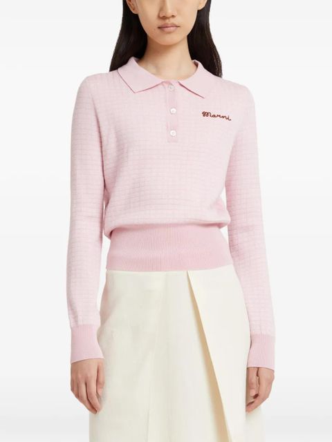 Marni jacquard embroidered polo shirt - Pink