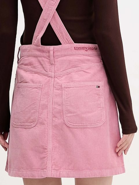 Tommy Jeans sukienka sztruksowa kolor różowy mini rozkloszowana DW0DW21494