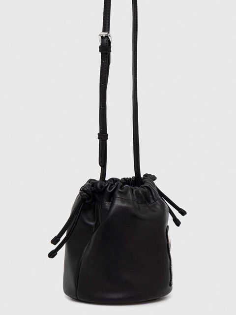 Karl Lagerfeld torebka skórzana kolor czarny - zdjęcie produktu nr 2