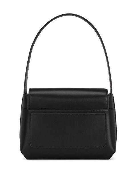 Dolce & Gabbana logo-embossed leather shoulder bag - Black