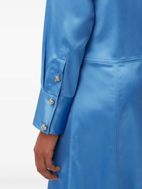 GANNI ruched-detail satin midi dress - Blue