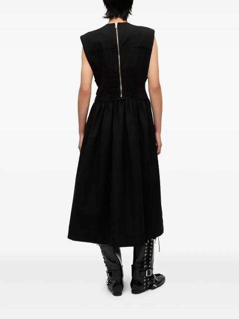 GANNI pleat-detailing midi dress - Black - zdjęcie produktu nr 2