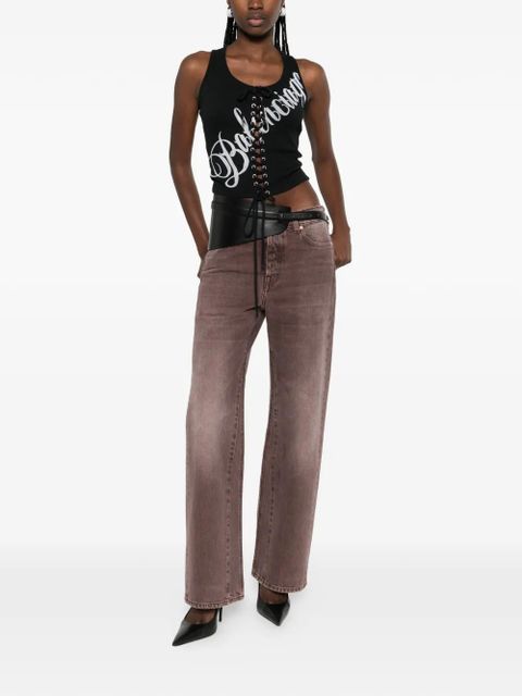 Balenciaga lace-fastening logo-detail tank top - Black - zdjęcie produktu nr 2