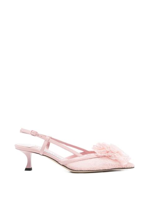 Jimmy Choo floral-appliqué lace pumps - Pink - zdjęcie produktu nr 1