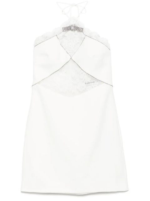 Self-Portrait crepe halter-neck mini dress - White - zdjęcie produktu nr 1
