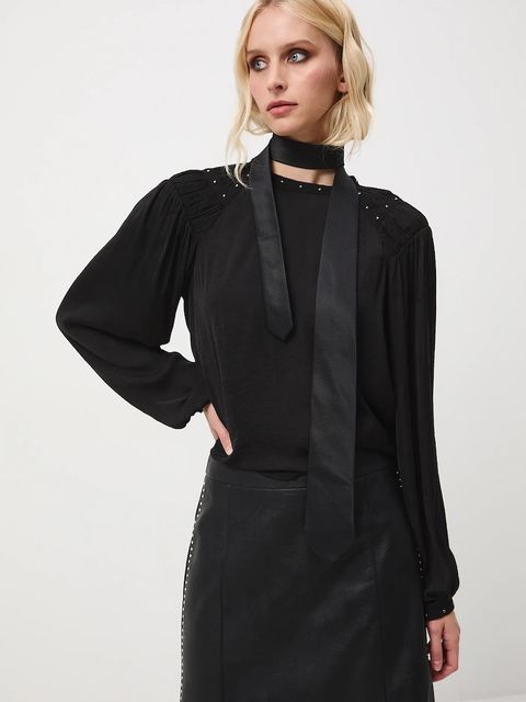 Medicine bluzka damska kolor czarny gładka - zdjęcie produktu nr 1