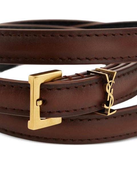 Saint Laurent Cassandre aged-effect leather buckle belt - Brown - zdjęcie produktu nr 2