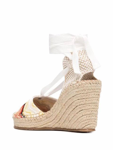 Missoni signature-zigzag wedge espadrilles - White