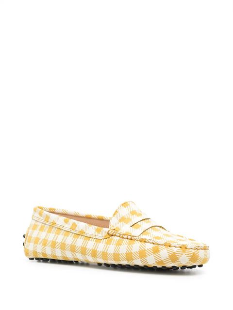 Tod's gingham Gommino driving shoes - Yellow