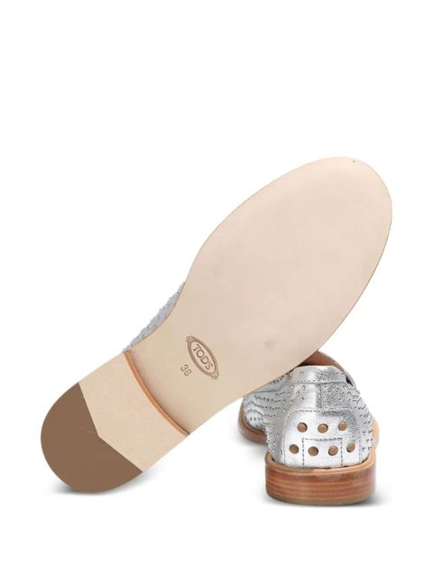 Tod's stud-embellished loafers - Silver