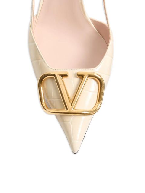 Valentino Garavani Vlogo crocodile effect slingback pumps - Neutrals