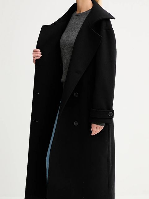 Marc O'Polo płaszcz z dodatkiem wełny kolor czarny 5000007651