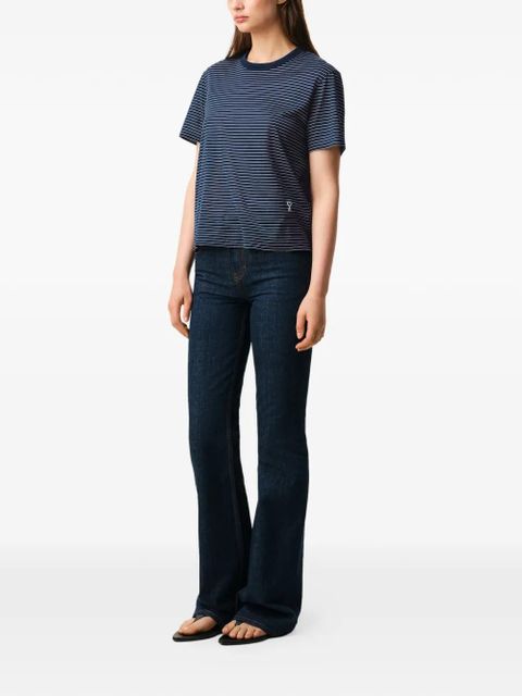 AMI Paris Ami De Coeur striped logo-patch T-shirt - Blue