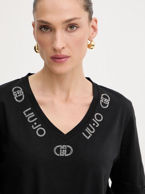 Liu Jo t-shirt bawełniany damski kolor czarny TF5143.JS003 - zdjęcie produktu nr 2