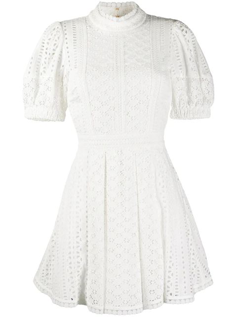 Self-Portrait broderie cotton mini dress - White - zdjęcie produktu nr 1