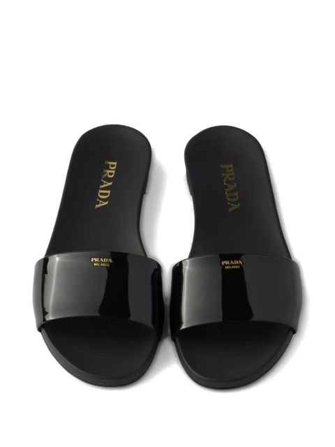 Prada logo patent leather slides - Black - zdjęcie produktu nr 2