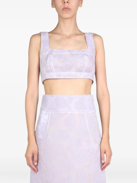 Jil Sander square-neck paisley-pattern top - Purple - zdjęcie produktu nr 1