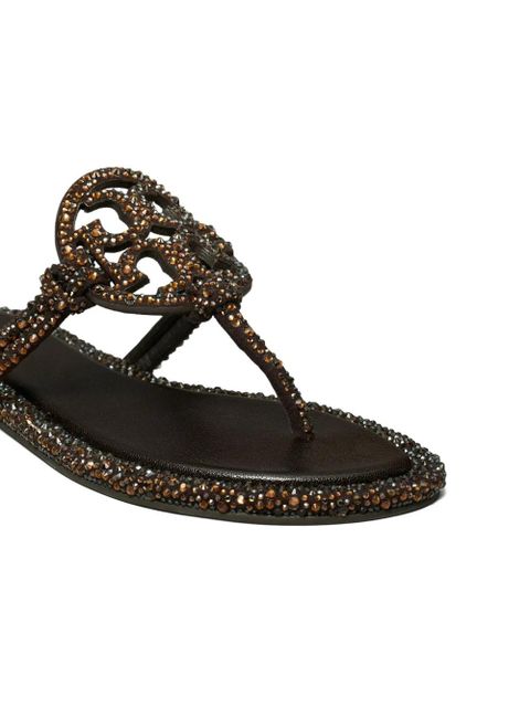 Tory Burch knotted crystal miller sandals - Brown