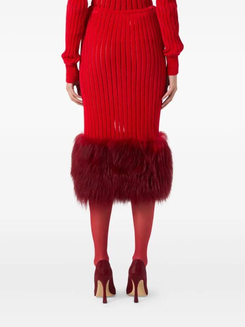 Blumarine ribbed-kit midi skirt - Red - zdjęcie produktu nr 2