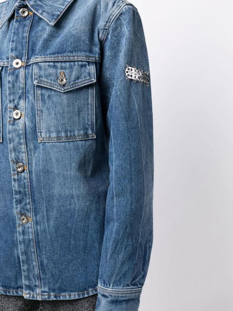 Rabanne chainmail-detail denim jacket - Blue