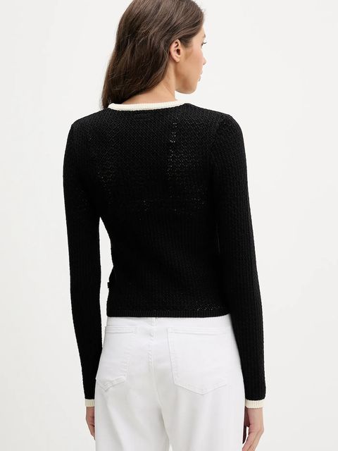 Guess Jeans sweter damski kolor czarny ciepły W6RR24 Z4351