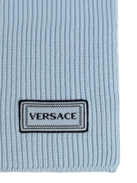 Versace ribbed logo-detail scarf - Blue