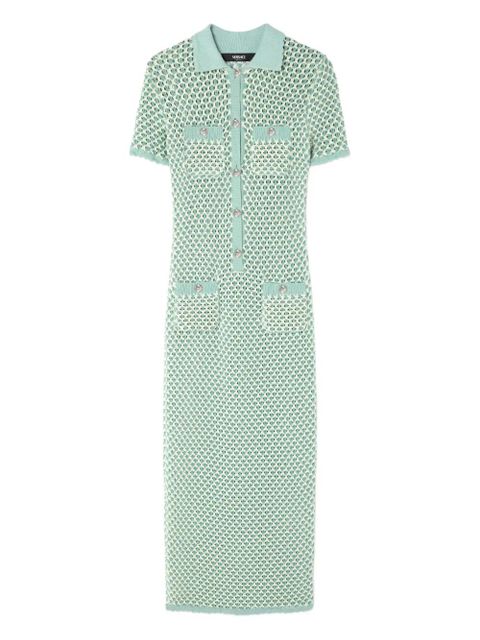 Versace crochet knit polo maxi dress - Green - zdjęcie produktu nr 1