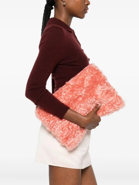 Miu Miu zip-top shearling clutch bag - Pink - zdjęcie produktu nr 2