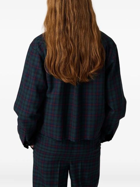 Miu Miu plaid-print snap-fastening shirt - Blue