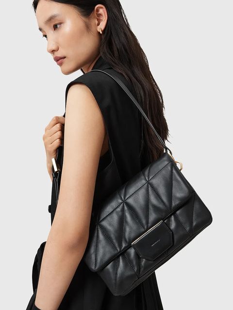 AllSaints torebka skórzana ONDINE kolor czarny W212XD