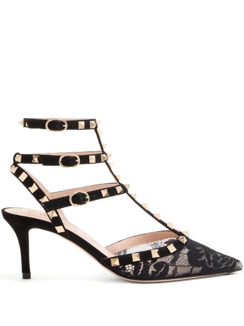 Valentino Garavani 65mm Rockstud lace stud pumps - Black