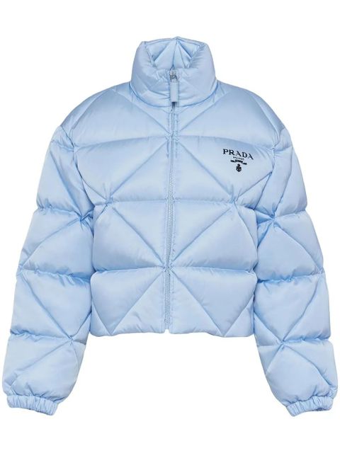 Prada quilted cropped down jacket - Blue