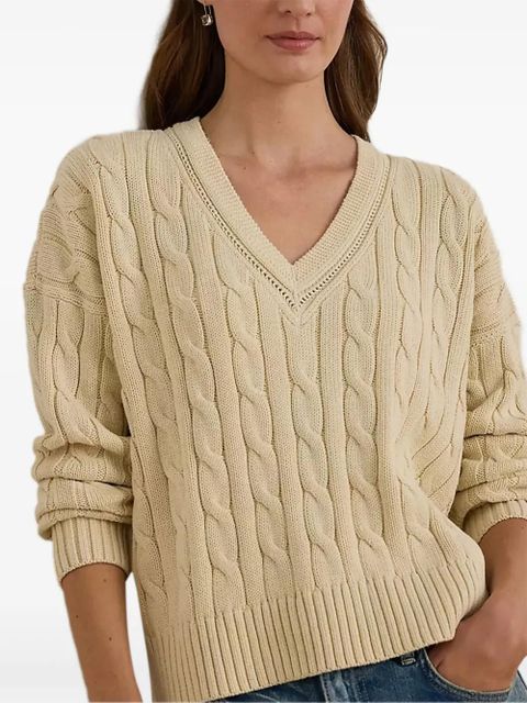 Lauren Ralph Lauren Cricket cable-knit V-neck sweater - Neutrals