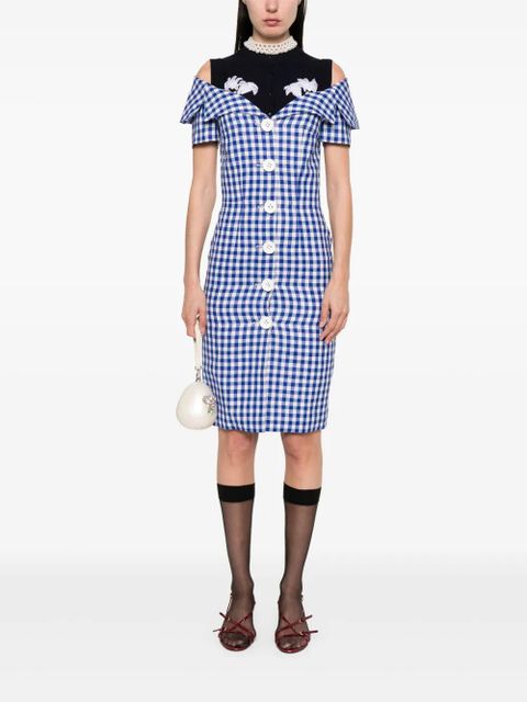 SHUSHU/TONG gingham check-print mini dress - Blue - zdjęcie produktu nr 2