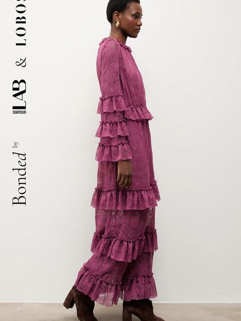 Answear.LAB sukienka kolor bordowy maxi rozkloszowana - zdjęcie produktu nr 1