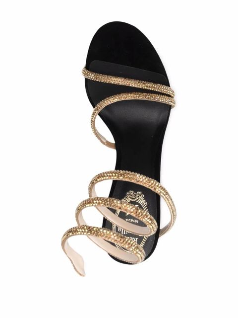 René Caovilla Margot 120mm jewelled snake sandals - Black
