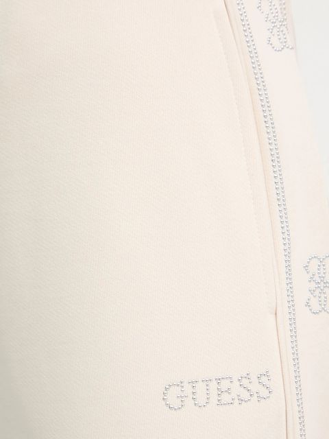 Guess spodnie dresowe OCTAVIA damskie kolor beżowy z aplikacją V5BB12 KCX22