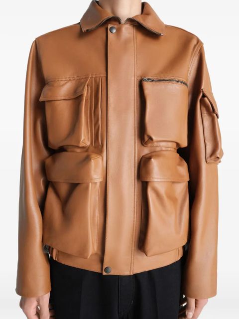 LEMAIRE multipocket leather jacket - Brown