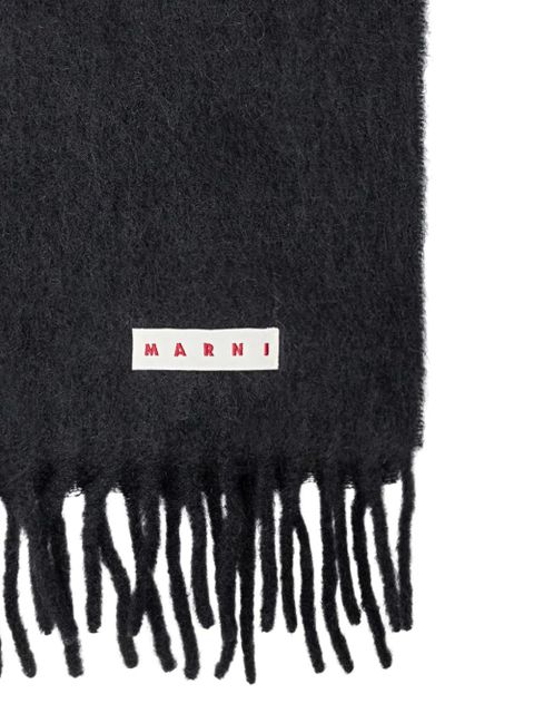 Marni fringed wool scarf - Black