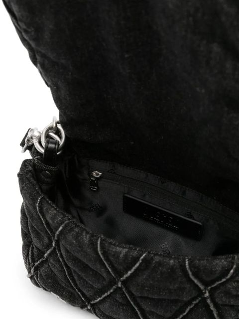 Diesel small logo-charm quilted denim bag - Black - zdjęcie produktu nr 2