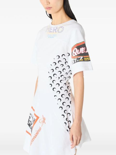 Marine Serre asymmetrical Regenerated jersey dress - White