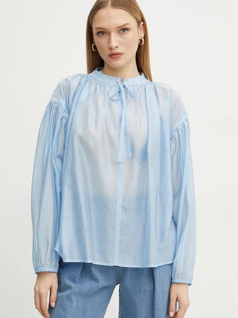 ERMANNO Firenze bluzka damska kolor niebieski gładka 56TK021ES3 - zdjęcie produktu nr 1